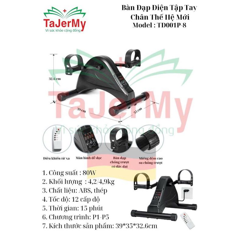 Máy tập chân tay chạy điện tự động chính hãng Tajermy TD0001P-8 bảo hành 1 năm