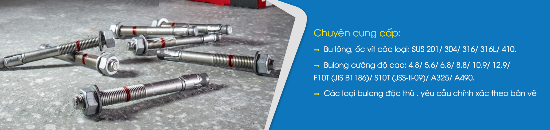 SẢN PHẨM BULONG INOX 201, 304, 316, 316L CHÍNH HÃNG